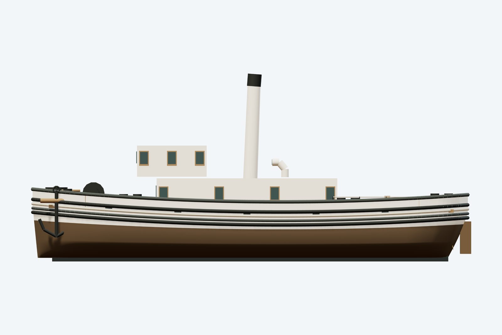 Albatross reconstruction, broadside view, rendered from the 3D model