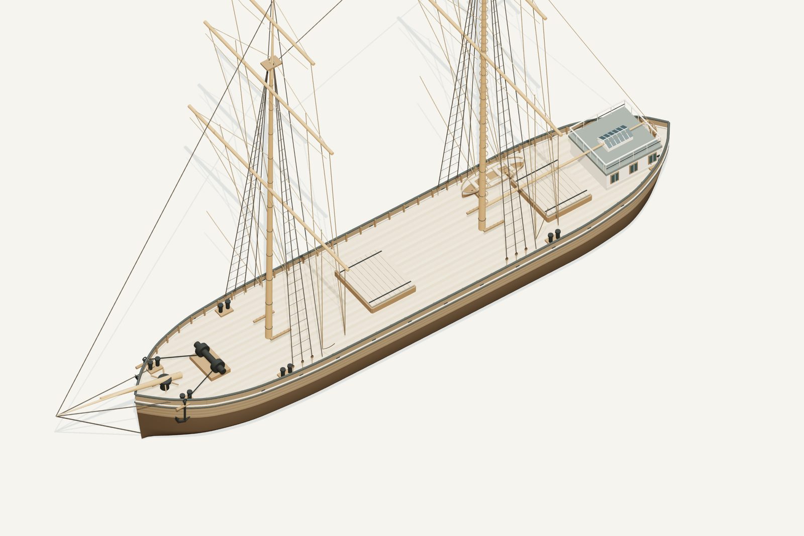 Bay City reconstruction, deck view, rendered from the 3D model