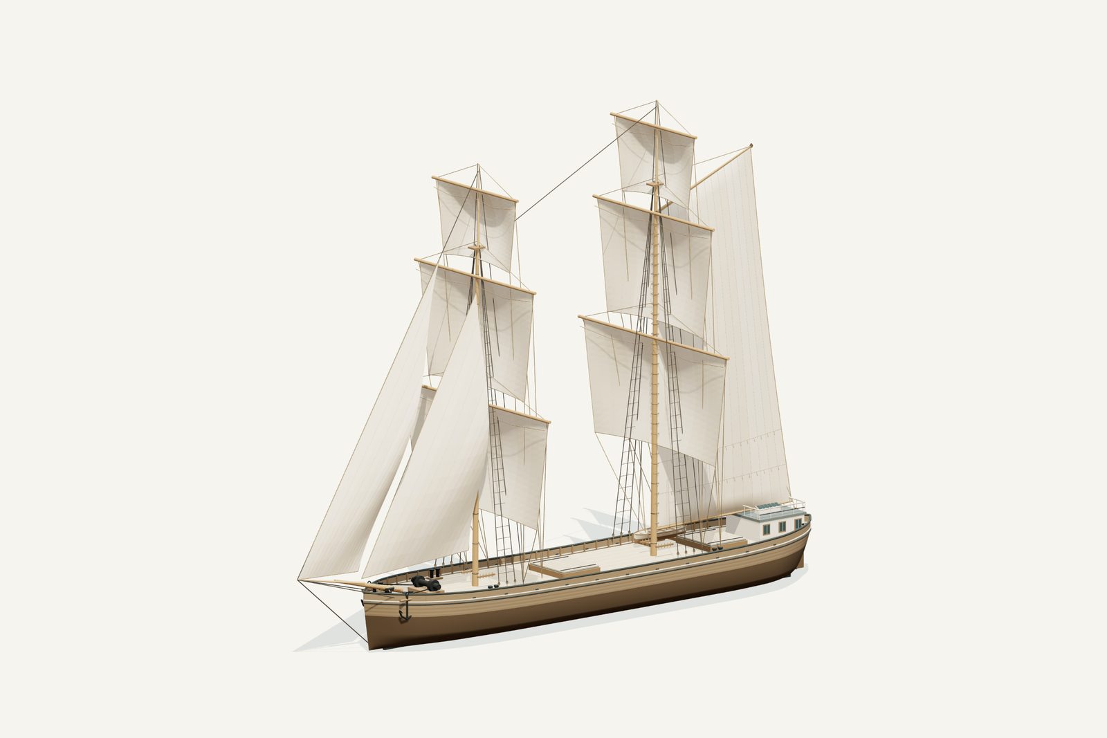Bay City reconstruction, three quarter view, rendered from the 3D model