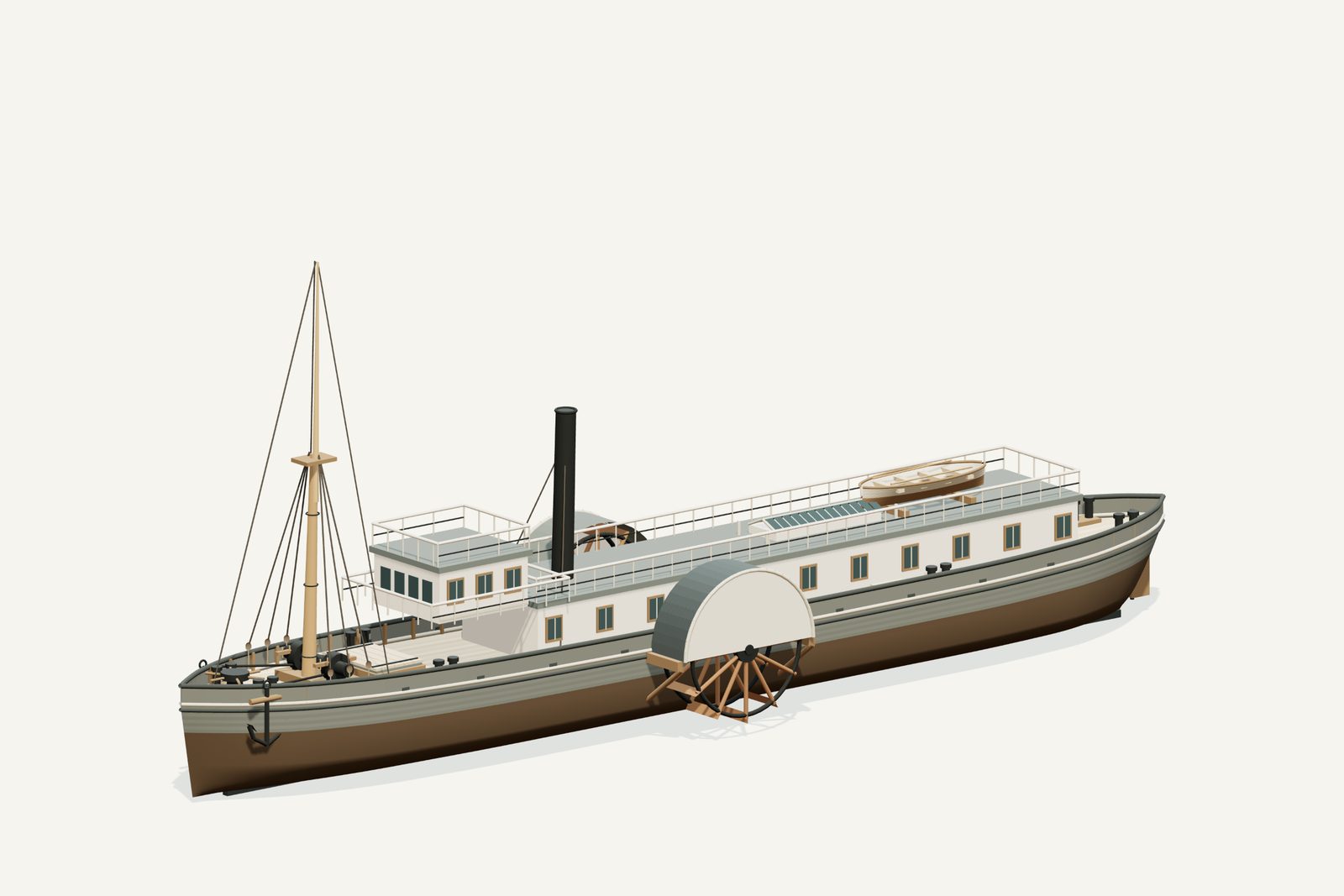 Benjamin Franklin reconstruction, three quarter view, rendered from the 3D model