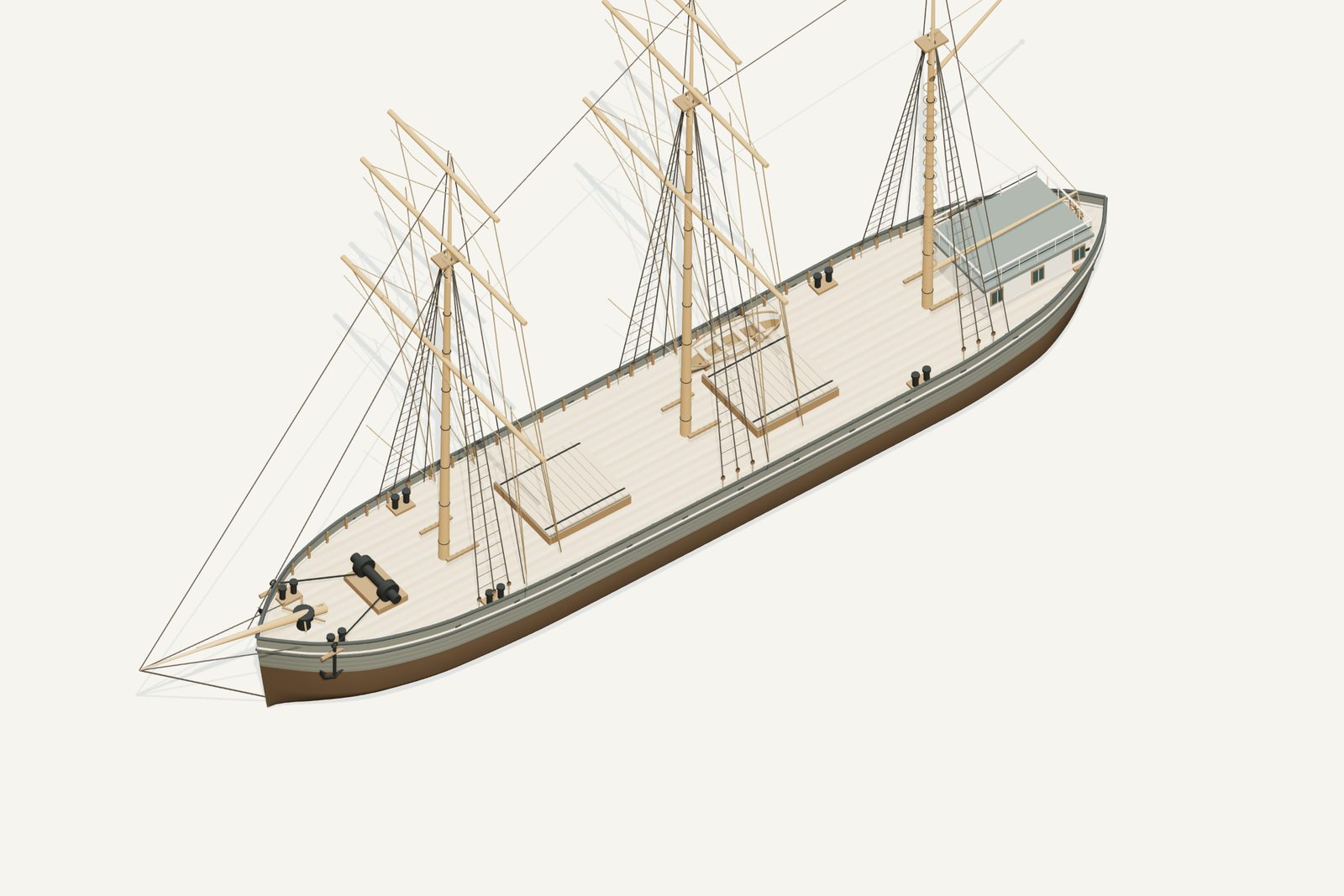 Chenango reconstruction, deck view, rendered from the 3D model