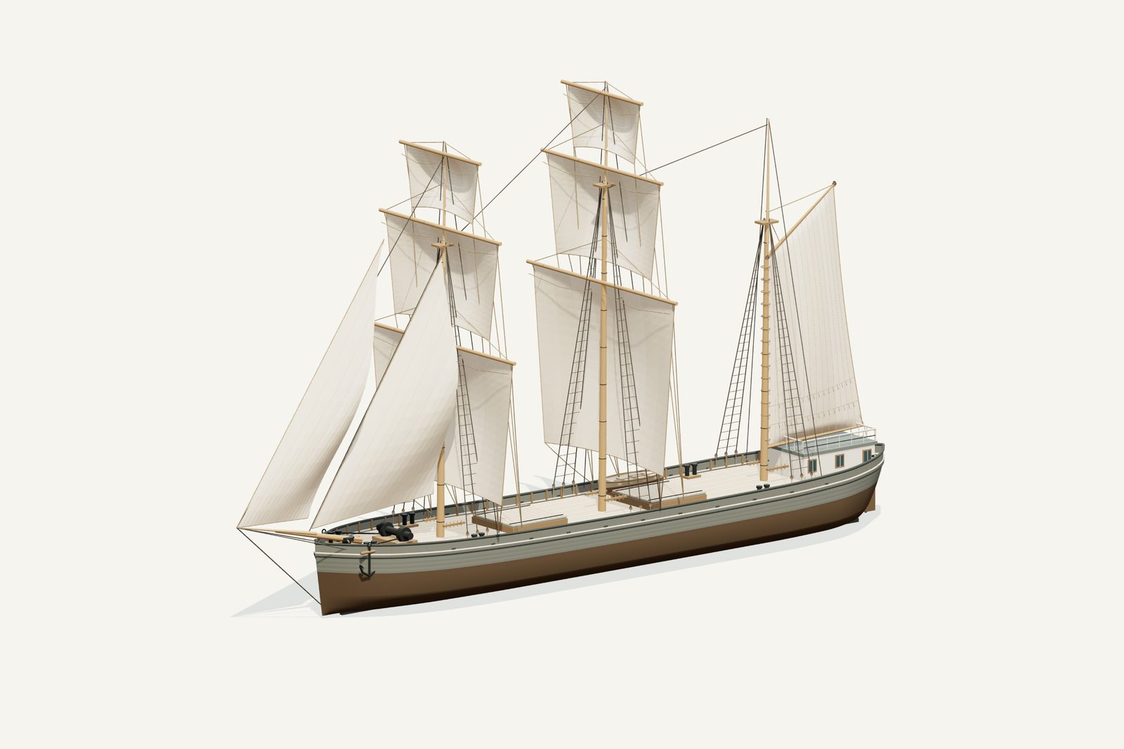 Chenango reconstruction, three quarter view, rendered from the 3D model
