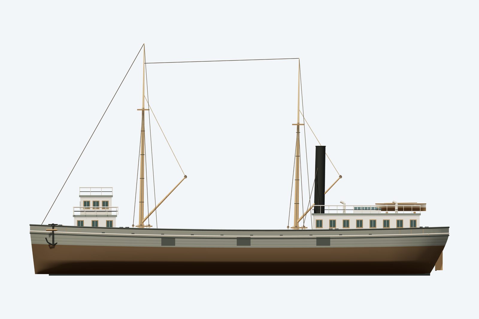 Congress reconstruction, broadside view, rendered from the 3D model