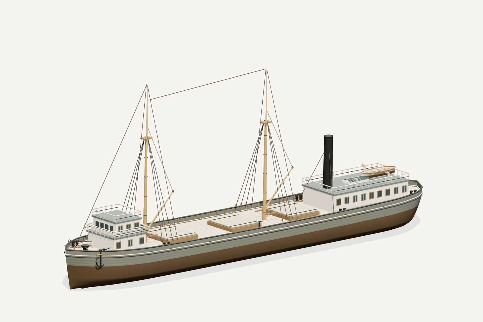 D.M. Wilson reconstruction, three quarter view, rendered from the 3D model
