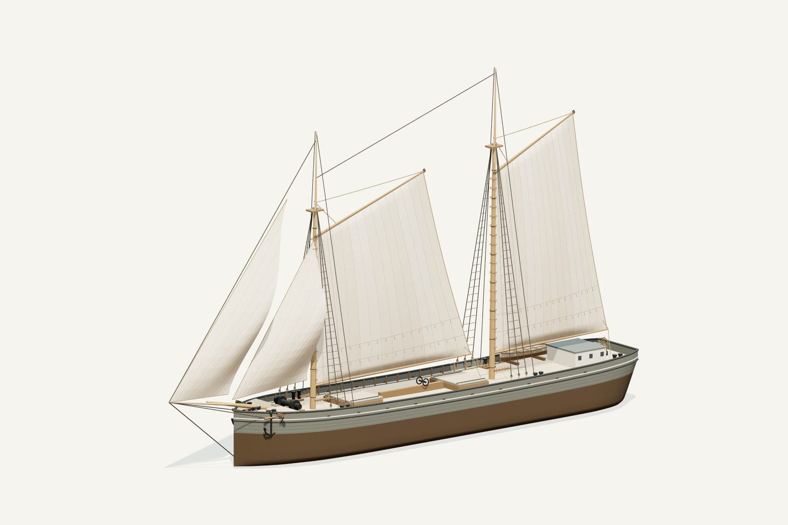 E.B. Allen reconstruction, three quarter view, rendered from the 3D model