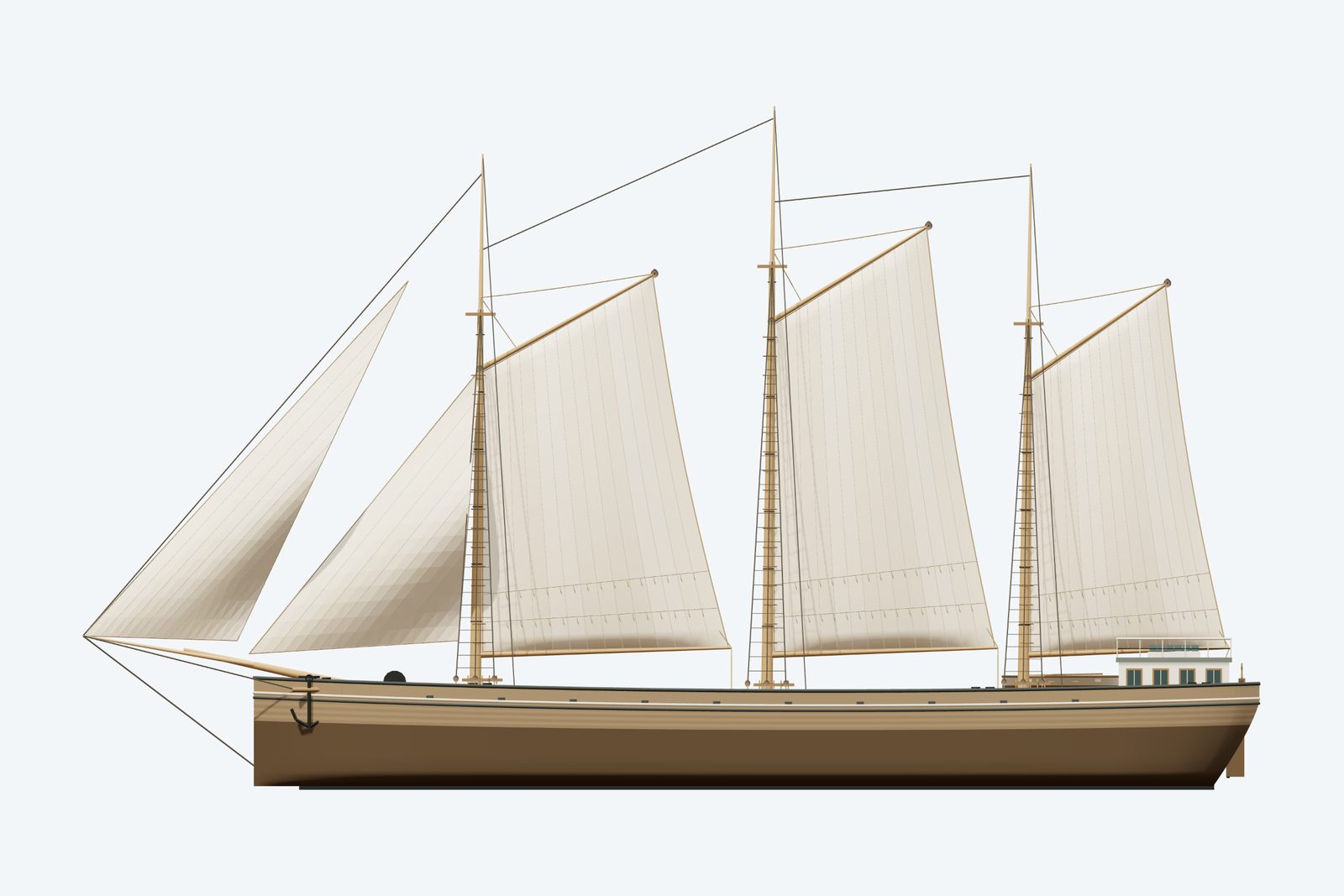E.B. Palmer reconstruction, broadside view, rendered from the 3D model