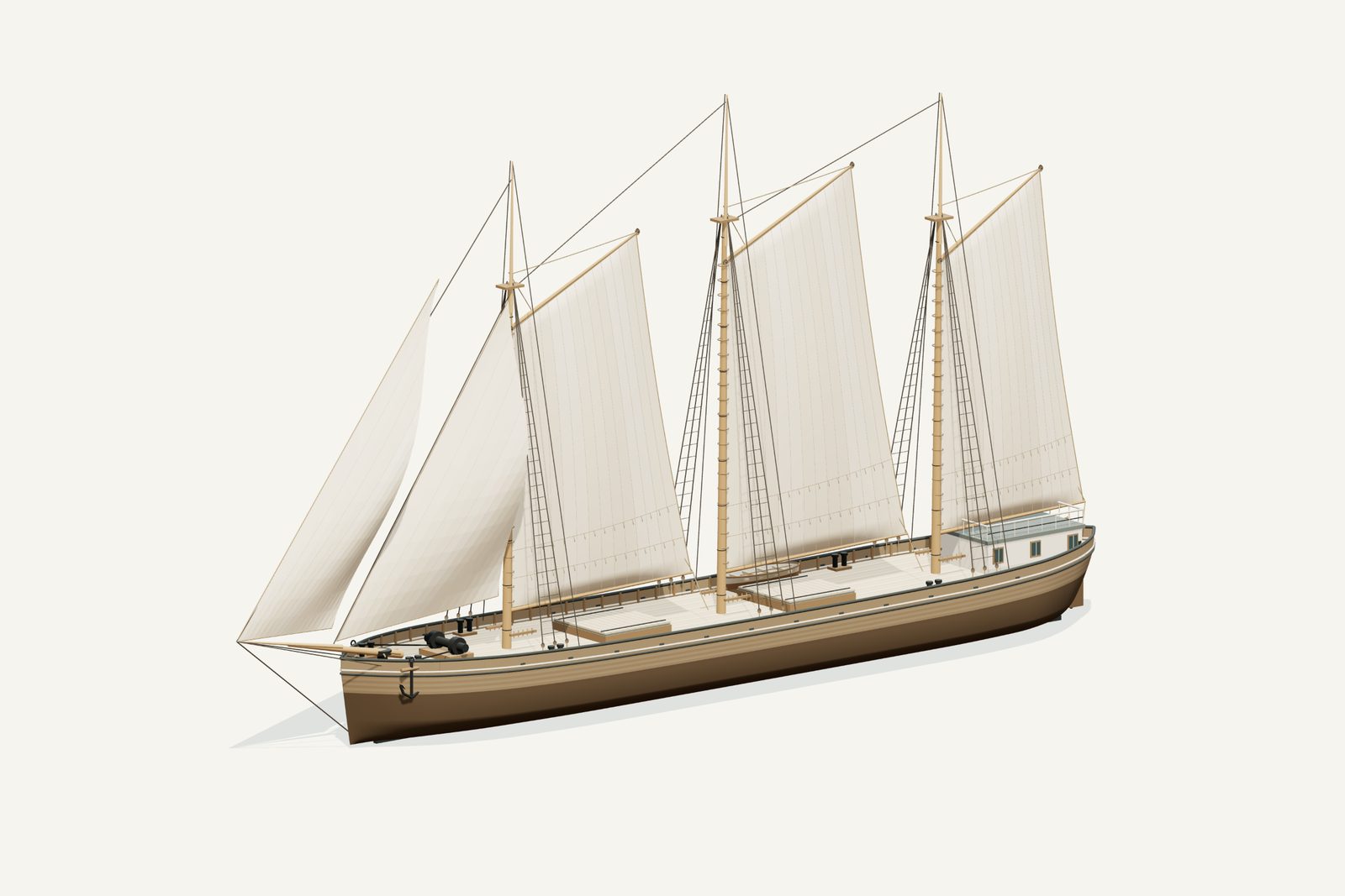 Elma reconstruction, three quarter view, rendered from the 3D model