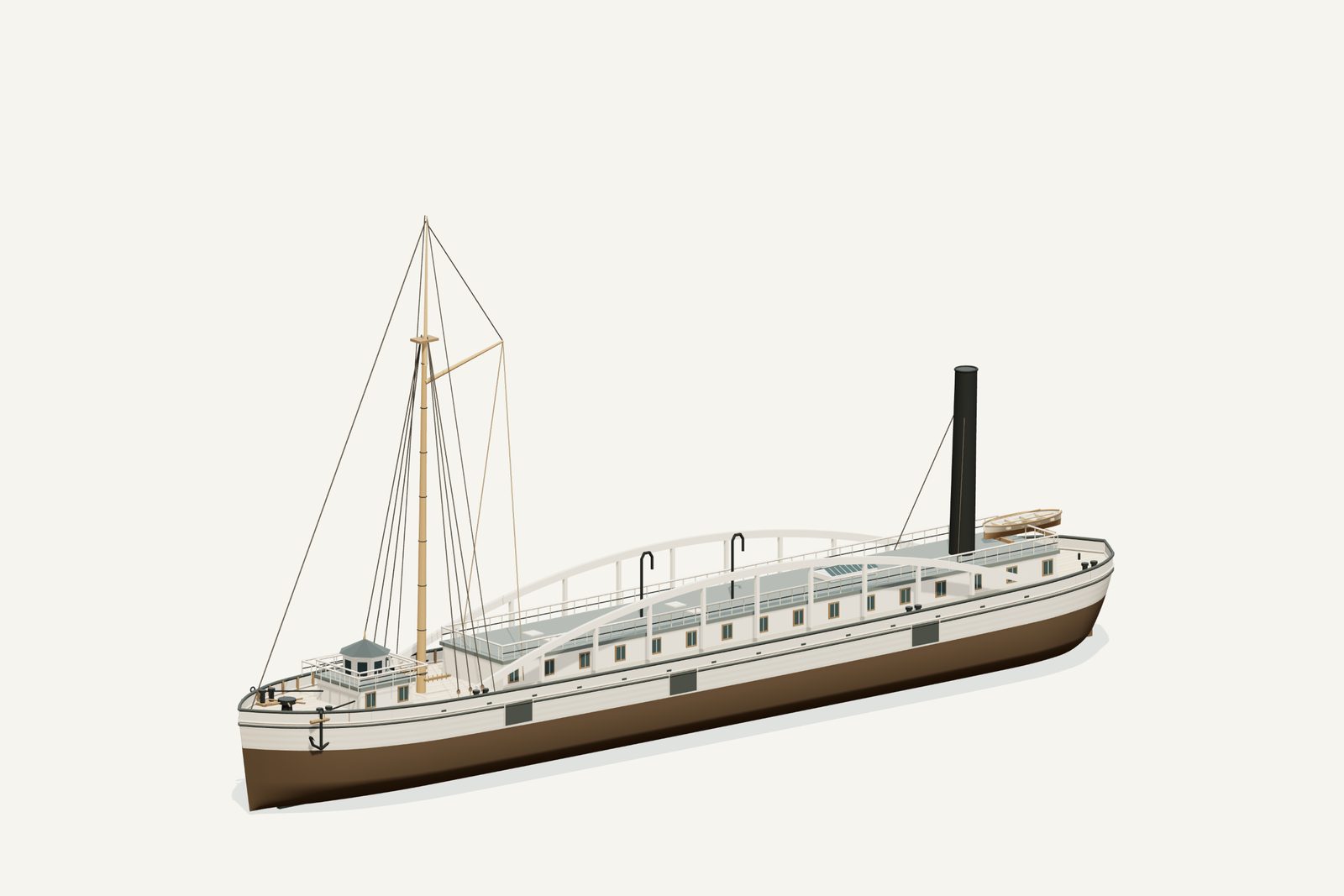 Galena reconstruction, three quarter view, rendered from the 3D model