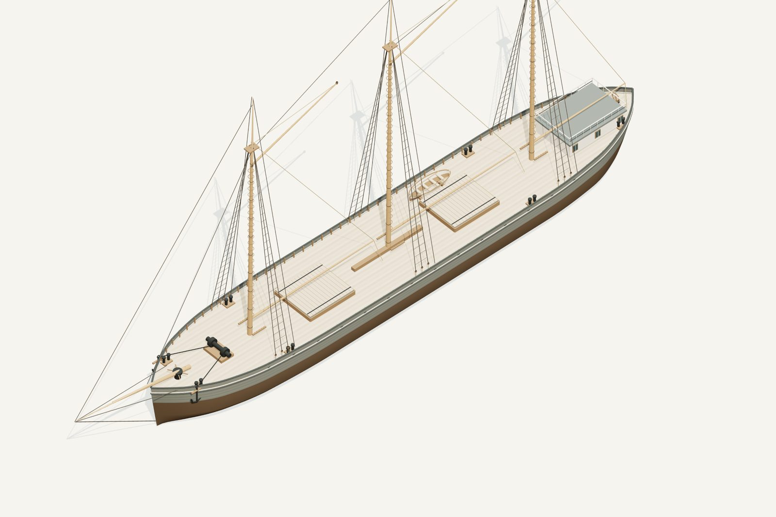 George reconstruction, deck view, rendered from the 3D model
