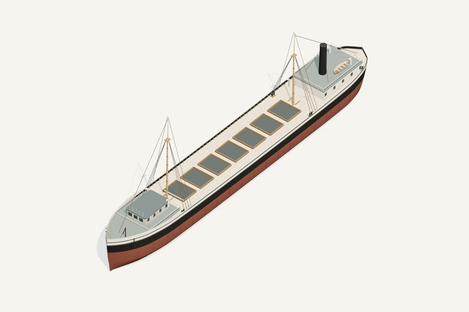 Grecian reconstruction, deck view, rendered from the 3D model