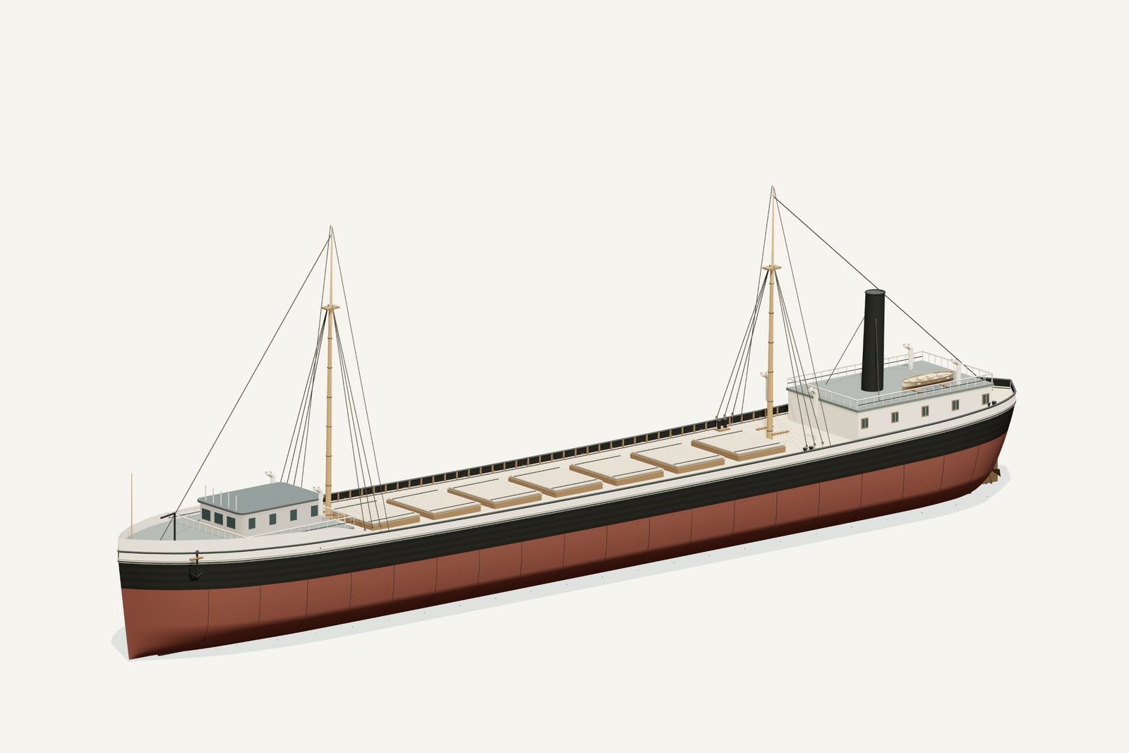 Grecian reconstruction, three quarter view, rendered from the 3D model