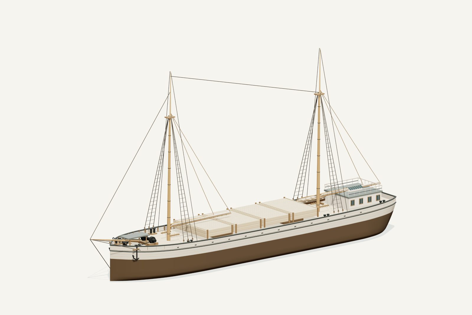 Harvey Bissell reconstruction, three quarter view, rendered from the 3D model