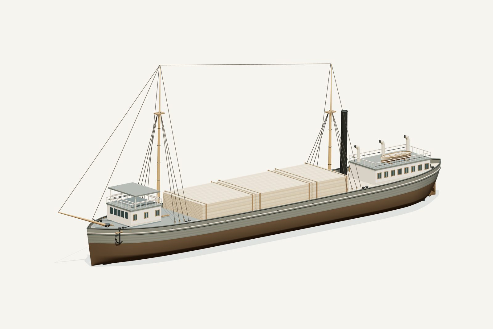 Herman H. Hettler reconstruction, three quarter view, rendered from the 3D model