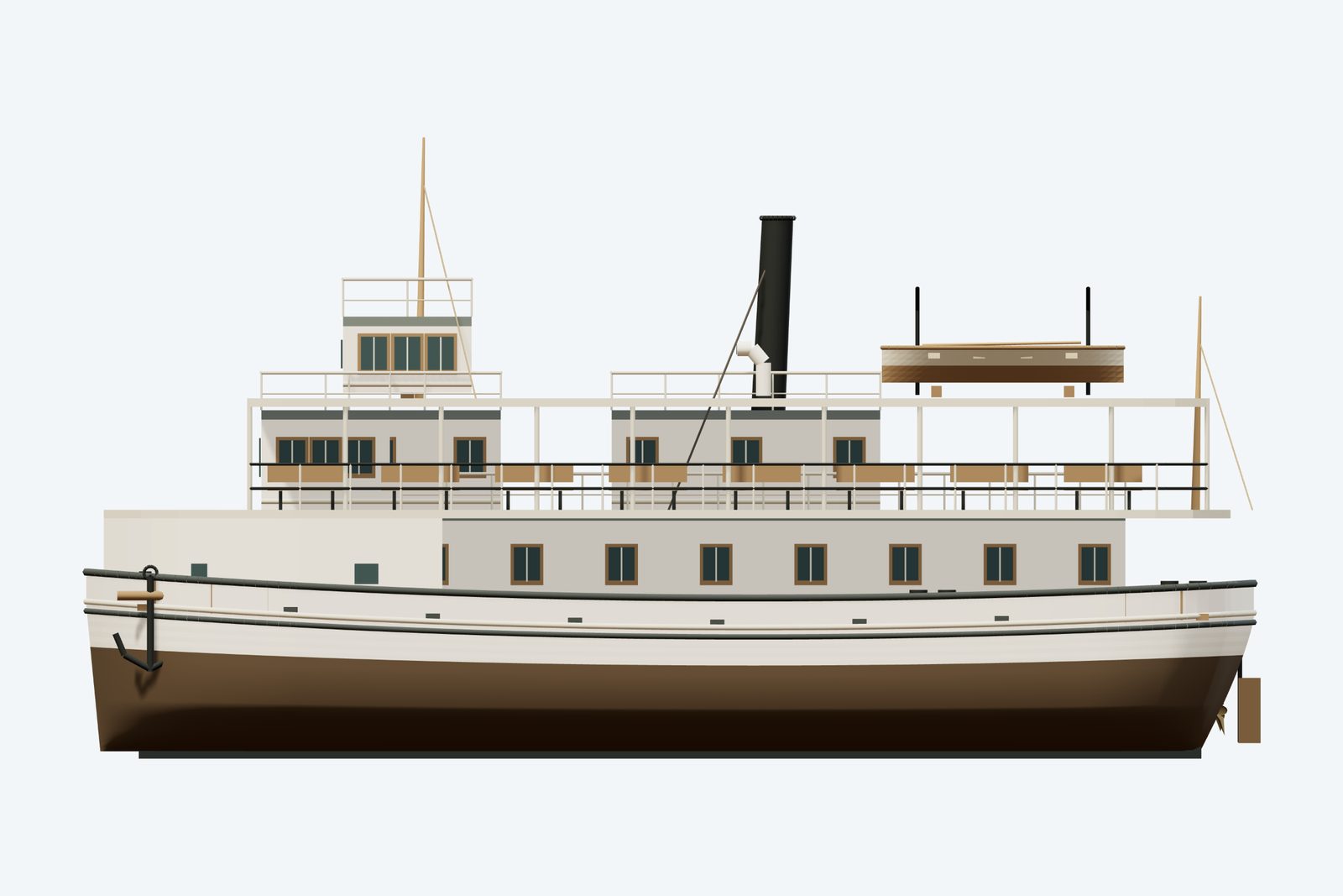 International reconstruction, broadside view, rendered from the 3D model