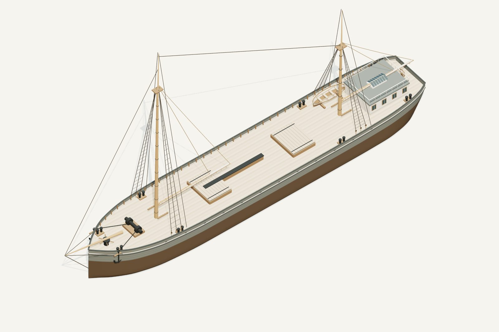 John T. Johnson reconstruction, deck view, rendered from the 3D model