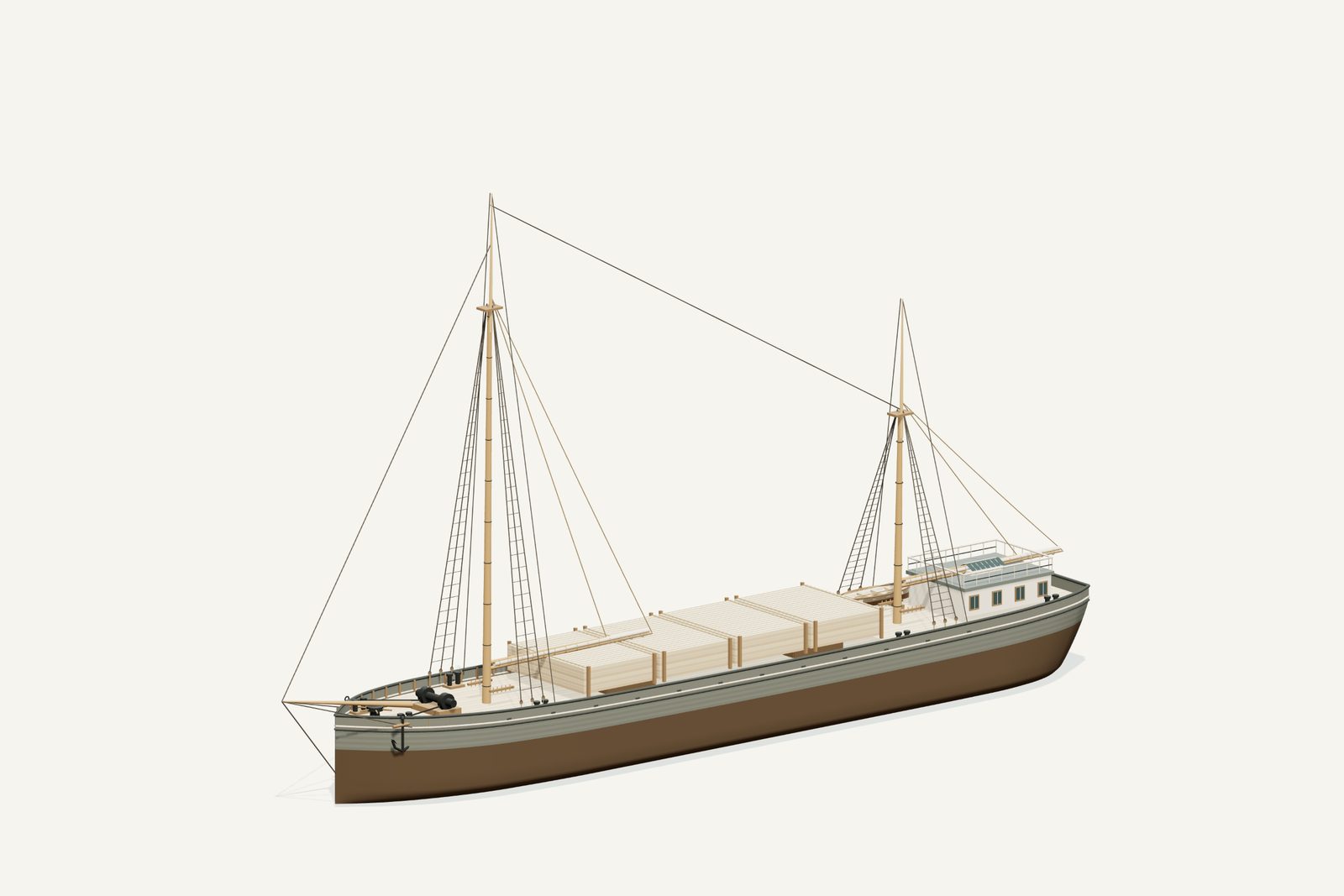 John T. Johnson reconstruction, three quarter view, rendered from the 3D model