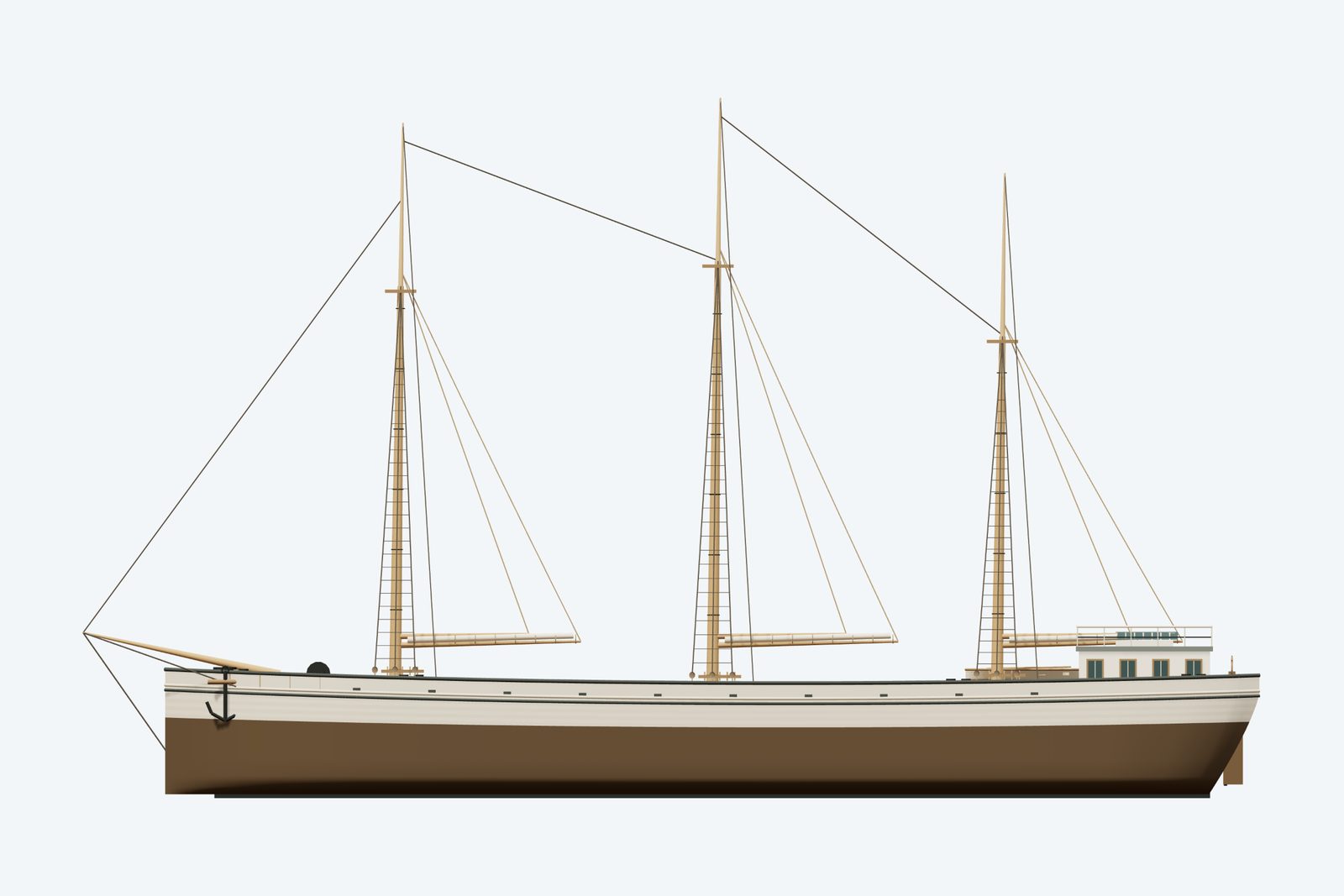Light Guard reconstruction, broadside view, rendered from the 3D model