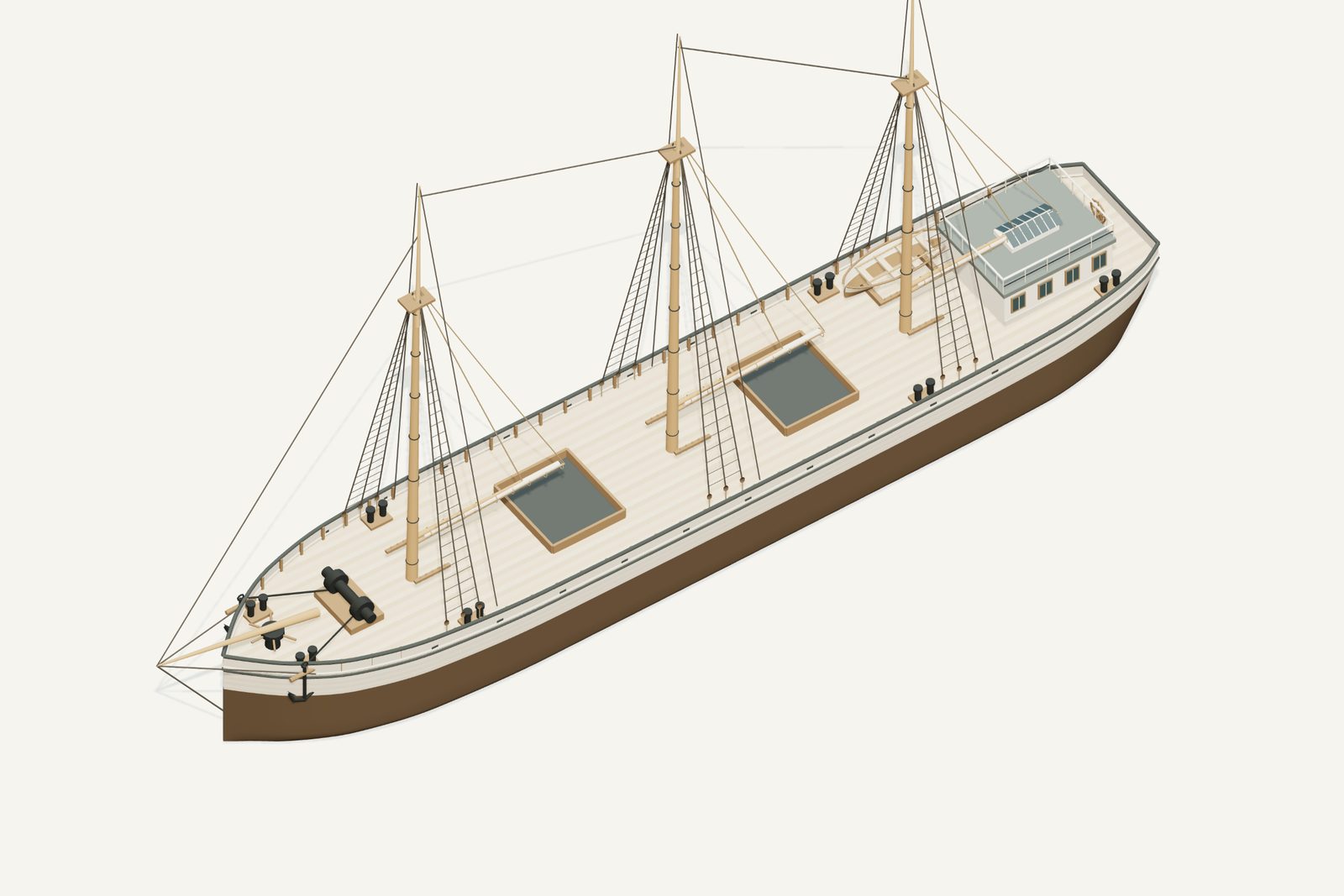 Light Guard reconstruction, deck view, rendered from the 3D model