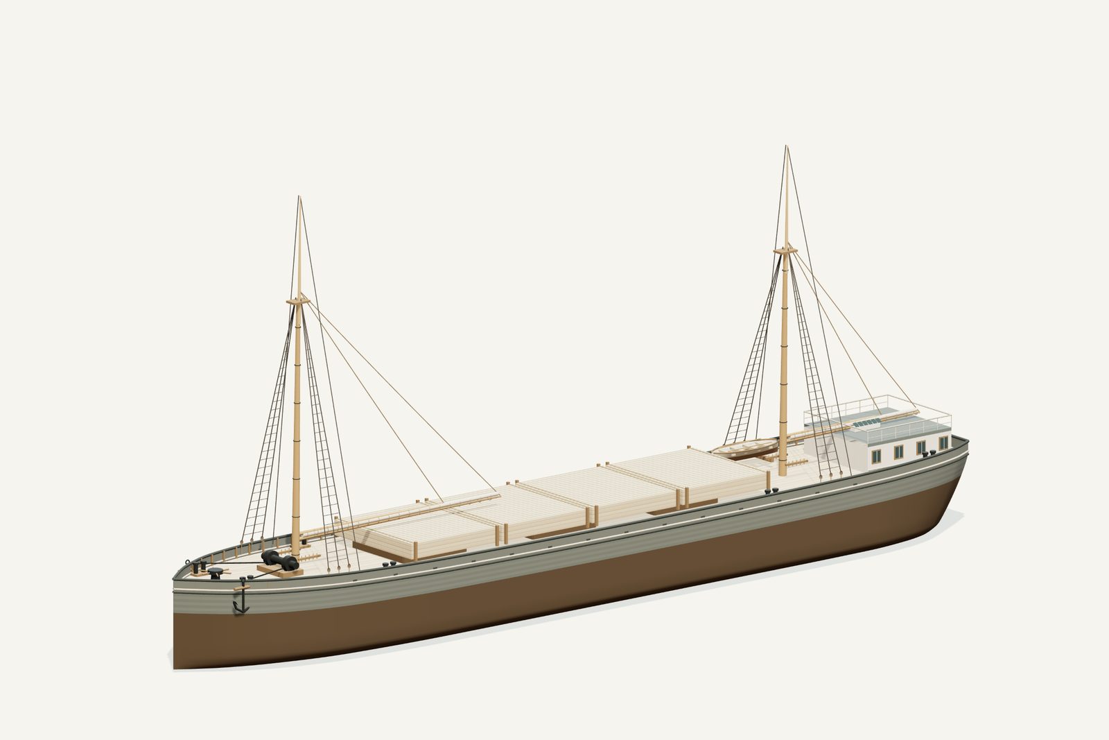Lizzie A. Law reconstruction, three quarter view, rendered from the 3D model