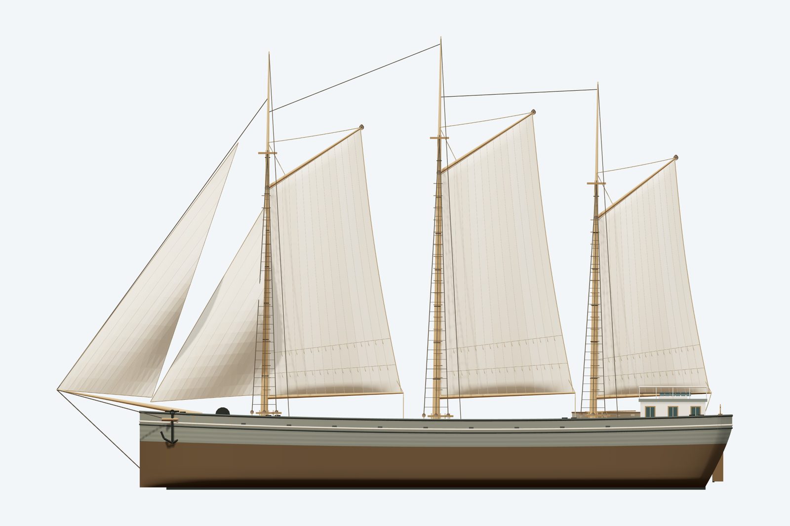 Lucinda Van Valkenburg reconstruction, broadside view, rendered from the 3D model