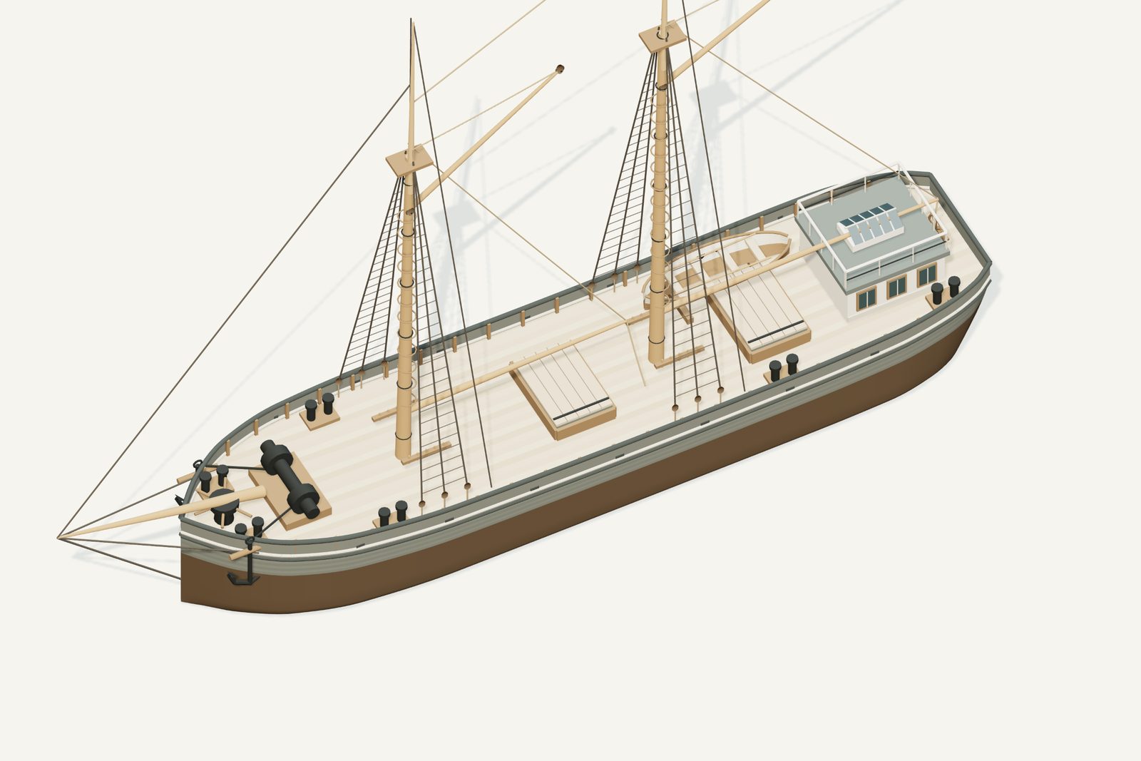 Maid of the Mist reconstruction, deck view, rendered from the 3D model