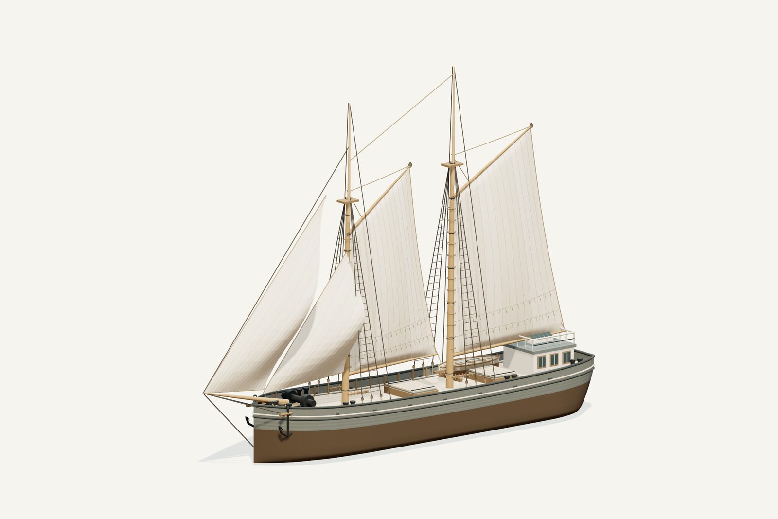 Maid of the Mist reconstruction, three quarter view, rendered from the 3D model