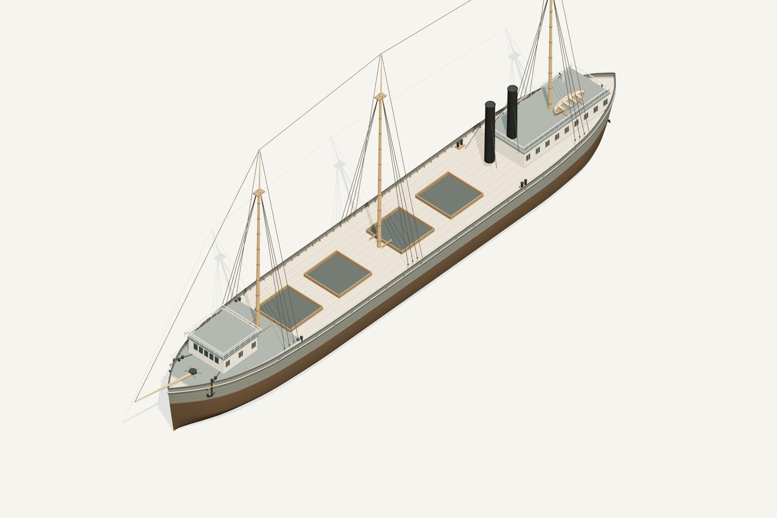 Manhattan reconstruction, deck view, rendered from the 3D model
