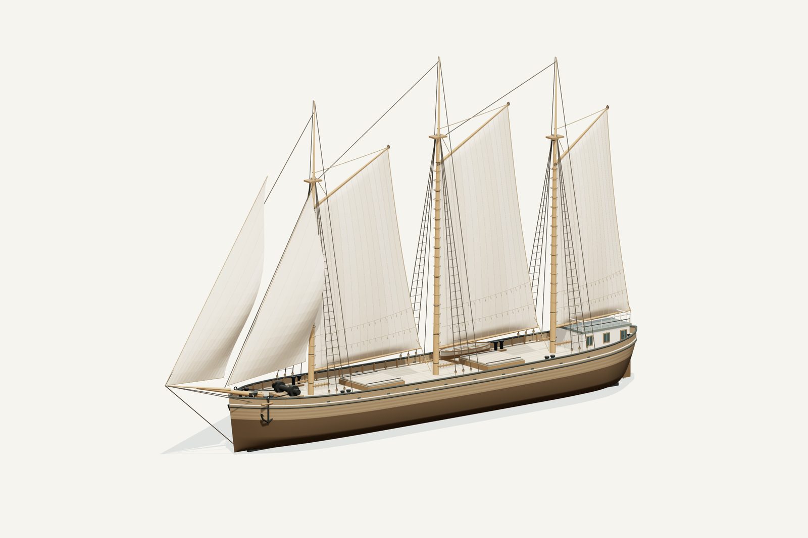 Marquette reconstruction, three quarter view, rendered from the 3D model