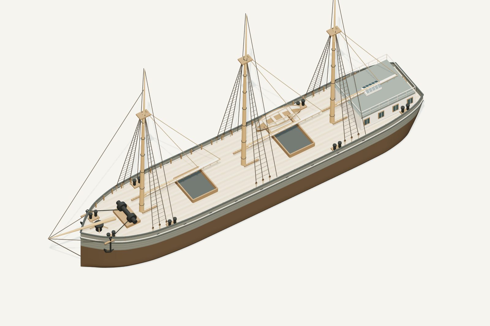 Mediator reconstruction, deck view, rendered from the 3D model