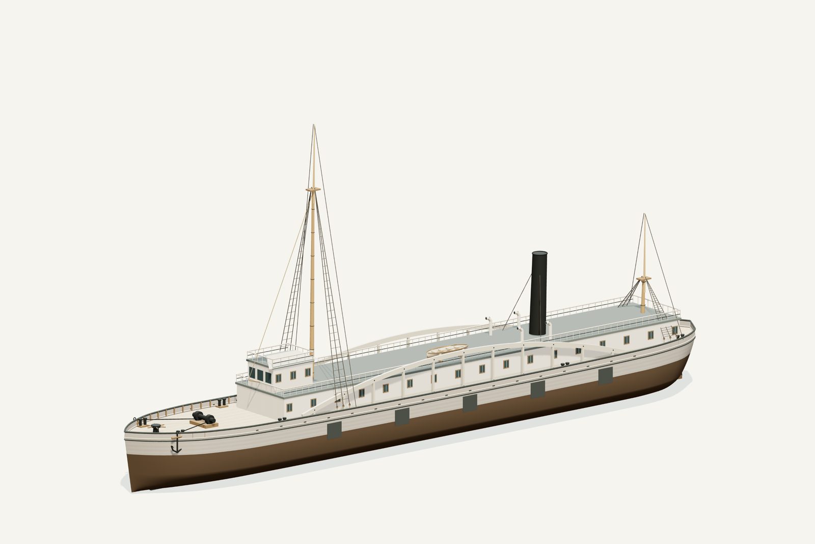 Montana reconstruction, three quarter view, rendered from the 3D model