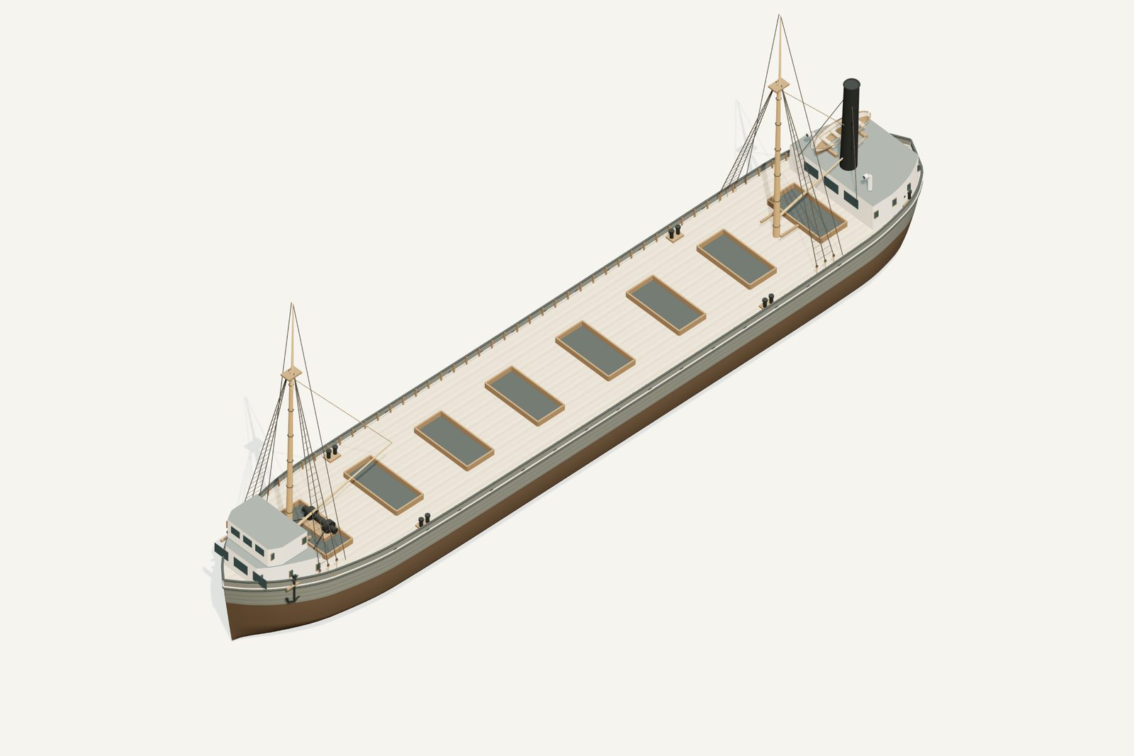 Nahant reconstruction, deck view, rendered from the 3D model