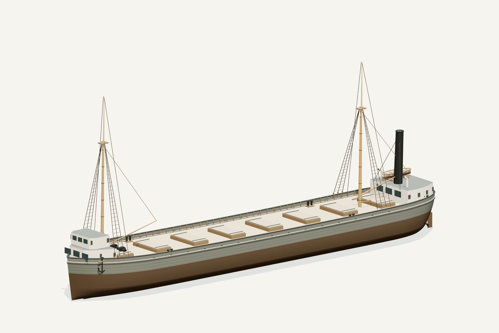 Nahant reconstruction, three quarter view, rendered from the 3D model
