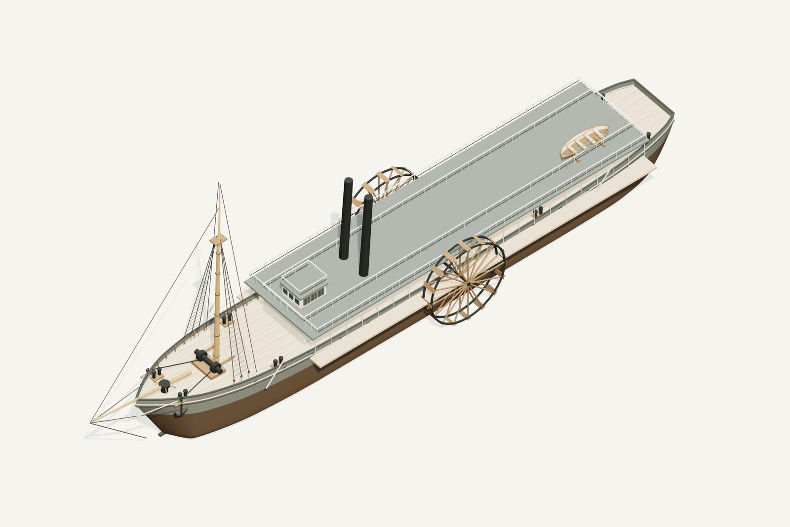 New Orleans reconstruction, deck view, rendered from the 3D model