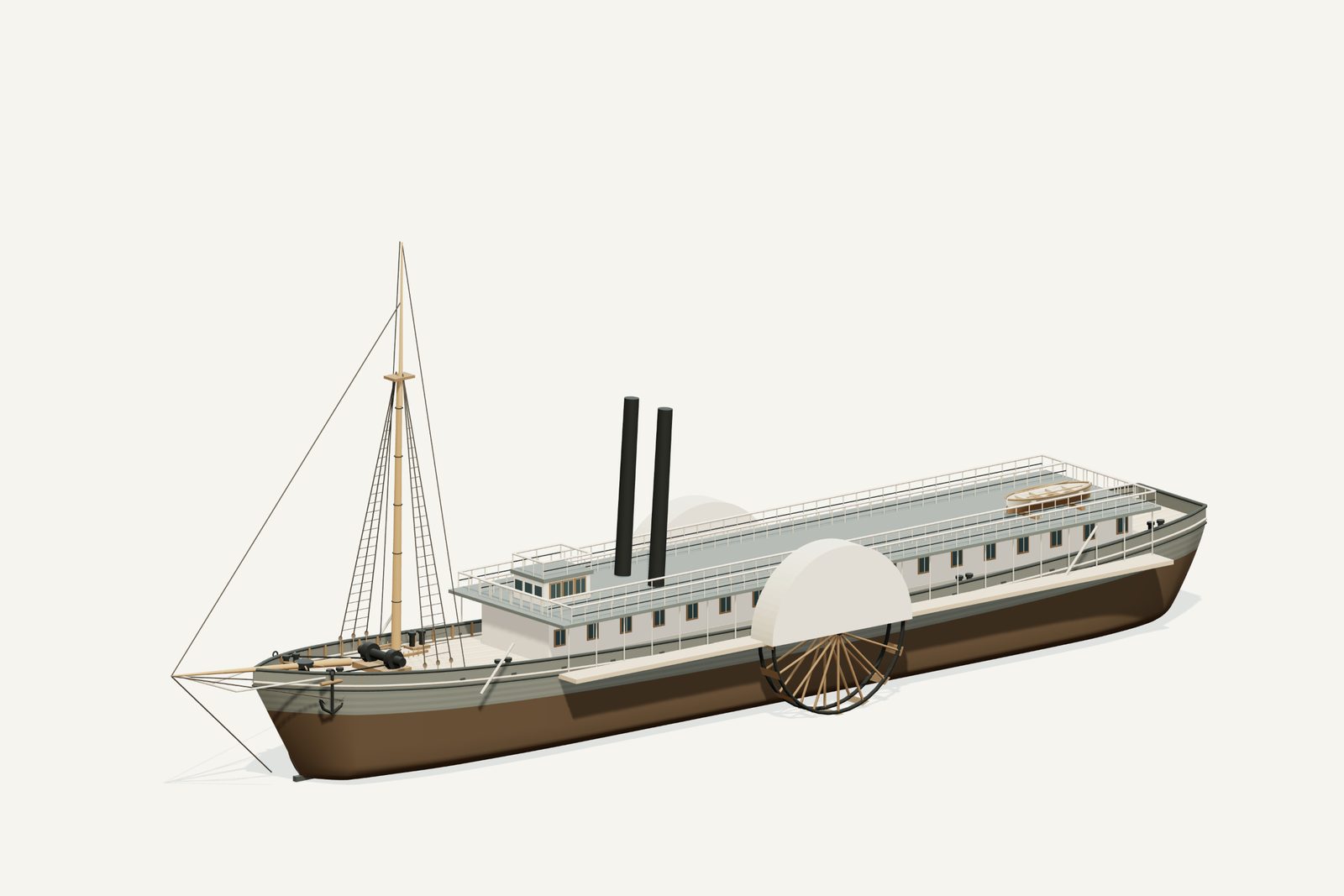 New Orleans reconstruction, three quarter view, rendered from the 3D model