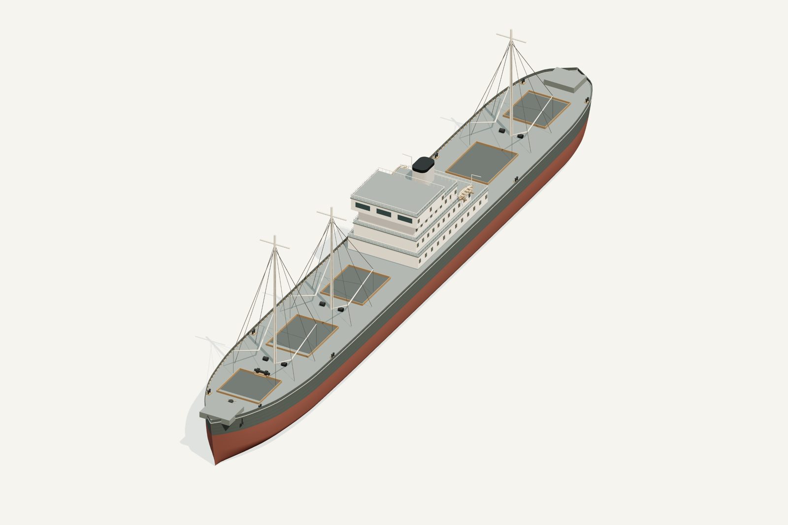 Nordmeer reconstruction, deck view, rendered from the 3D model