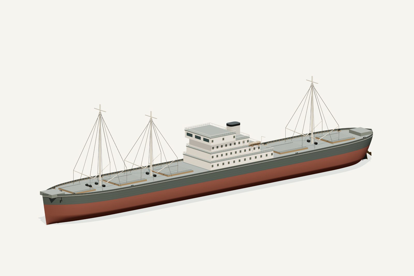 Nordmeer reconstruction, three quarter view, rendered from the 3D model