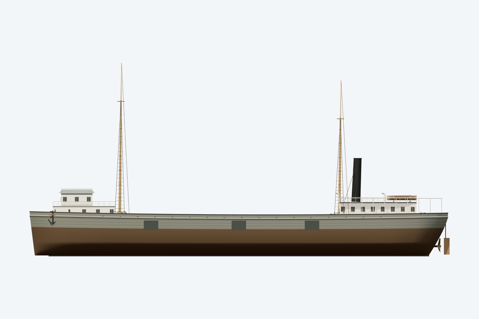 Panther reconstruction, broadside view, rendered from the 3D model