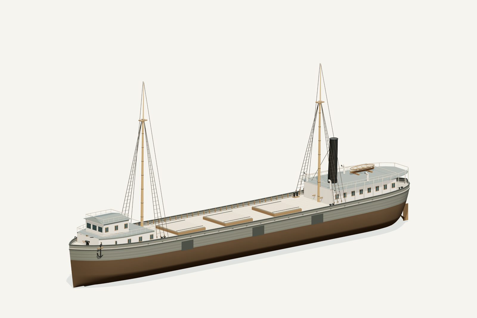 Panther reconstruction, three quarter view, rendered from the 3D model