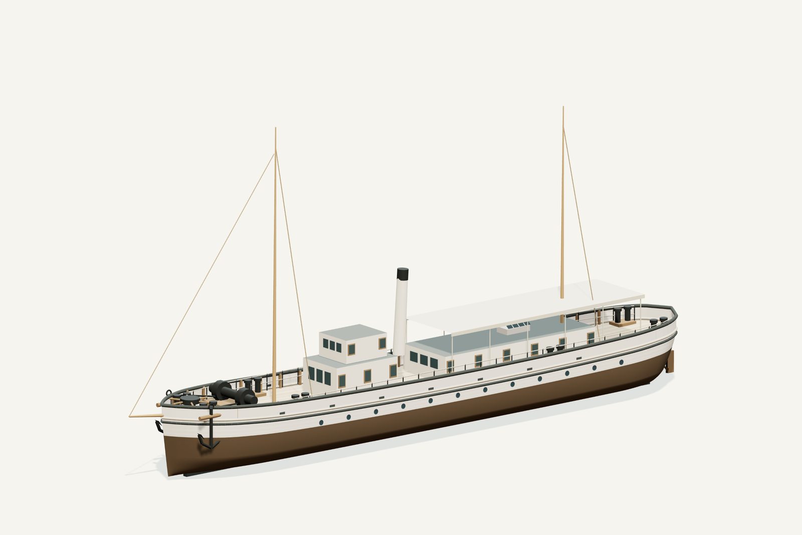 Sea Fox reconstruction, three quarter view, rendered from the 3D model