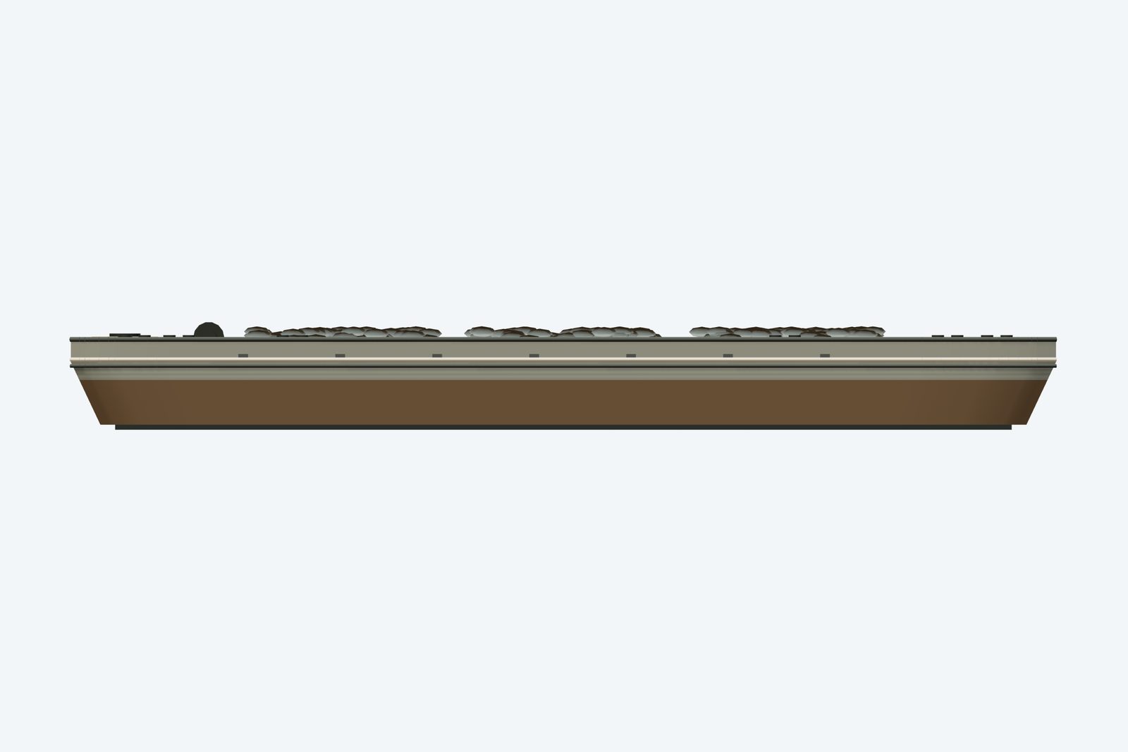 "Shale Scow" reconstruction, broadside view, rendered from the 3D model