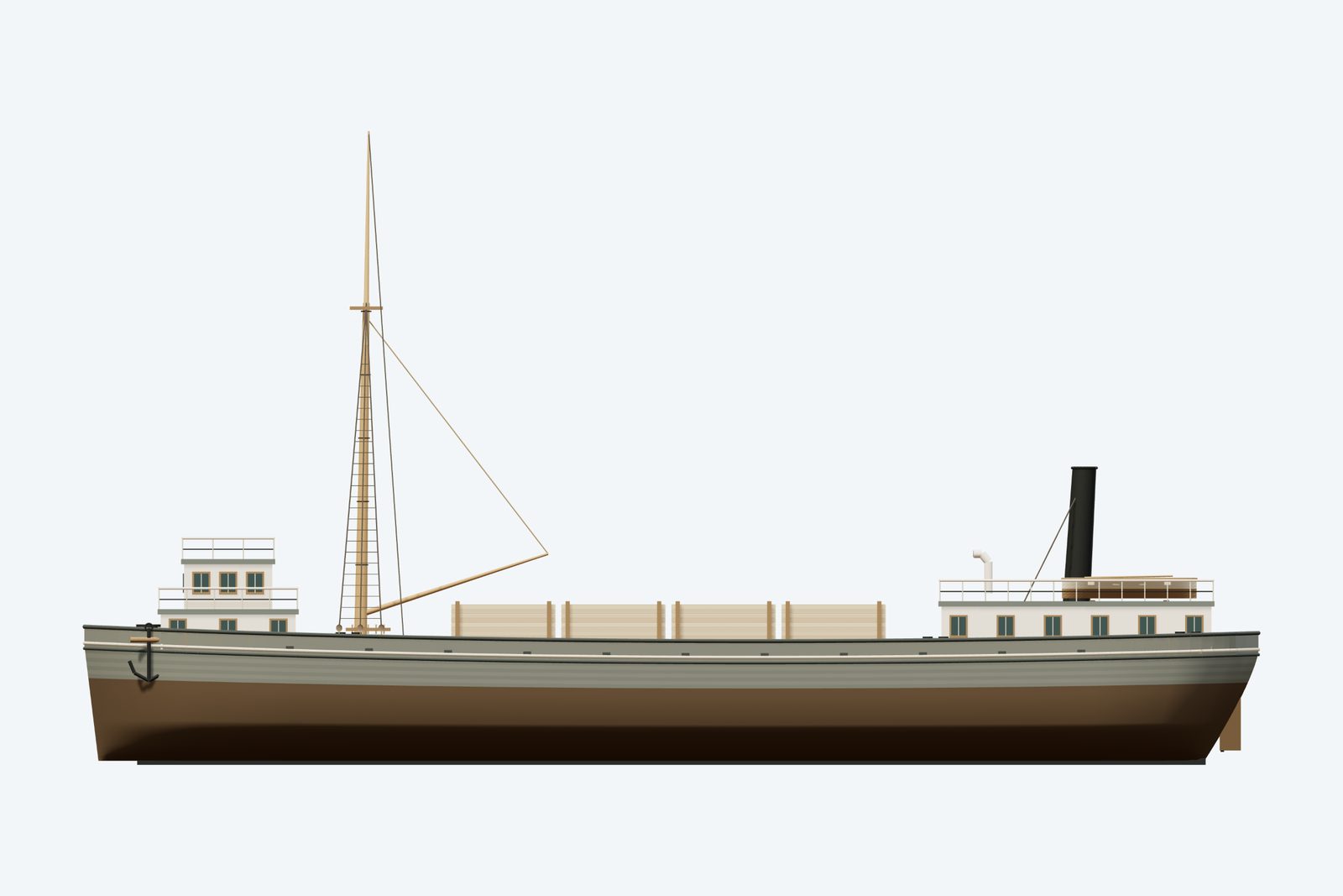 Shamrock reconstruction, broadside view, rendered from the 3D model