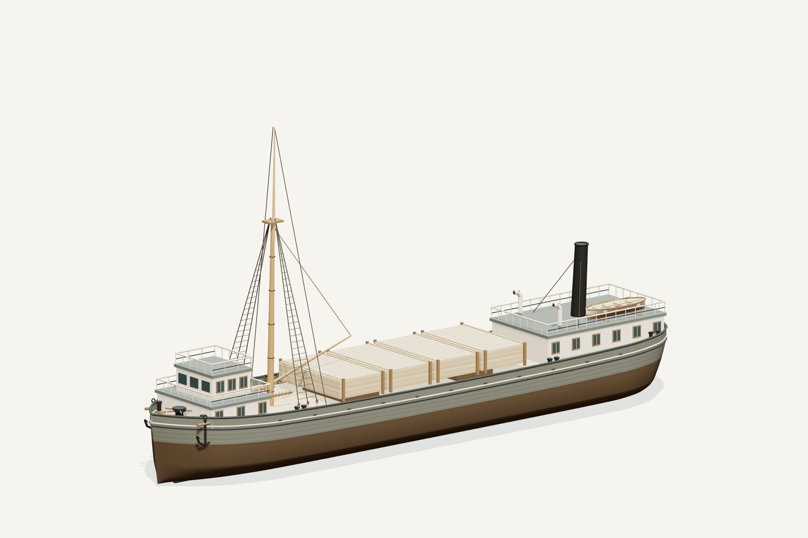 Shamrock reconstruction, three quarter view, rendered from the 3D model