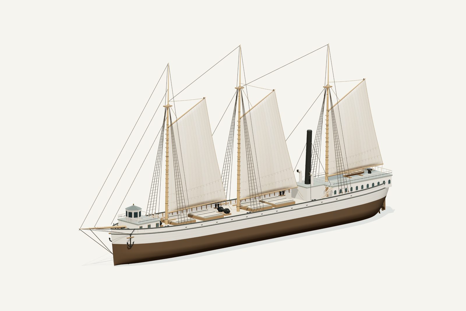 Smith Moore reconstruction, three quarter view, rendered from the 3D model