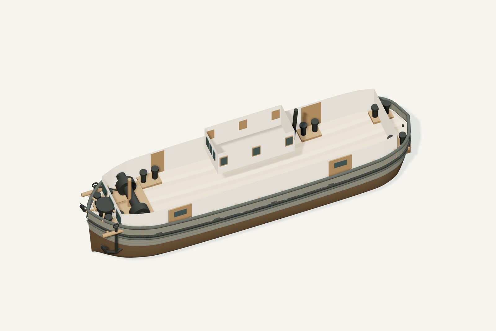Tramp reconstruction, deck view, rendered from the 3D model