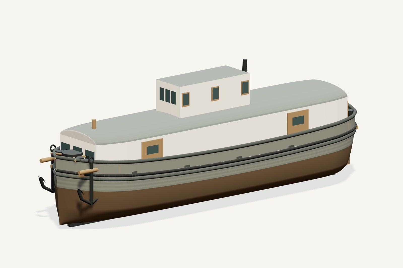 Tramp reconstruction, three quarter view, rendered from the 3D model