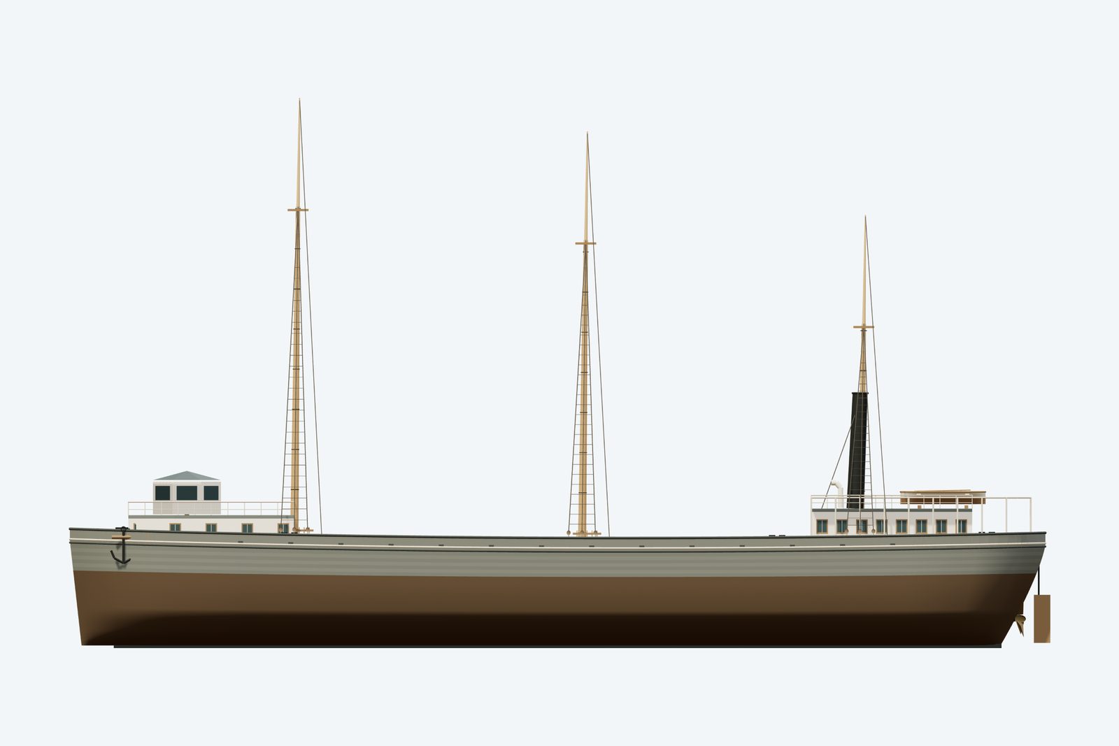 Vienna reconstruction, broadside view, rendered from the 3D model