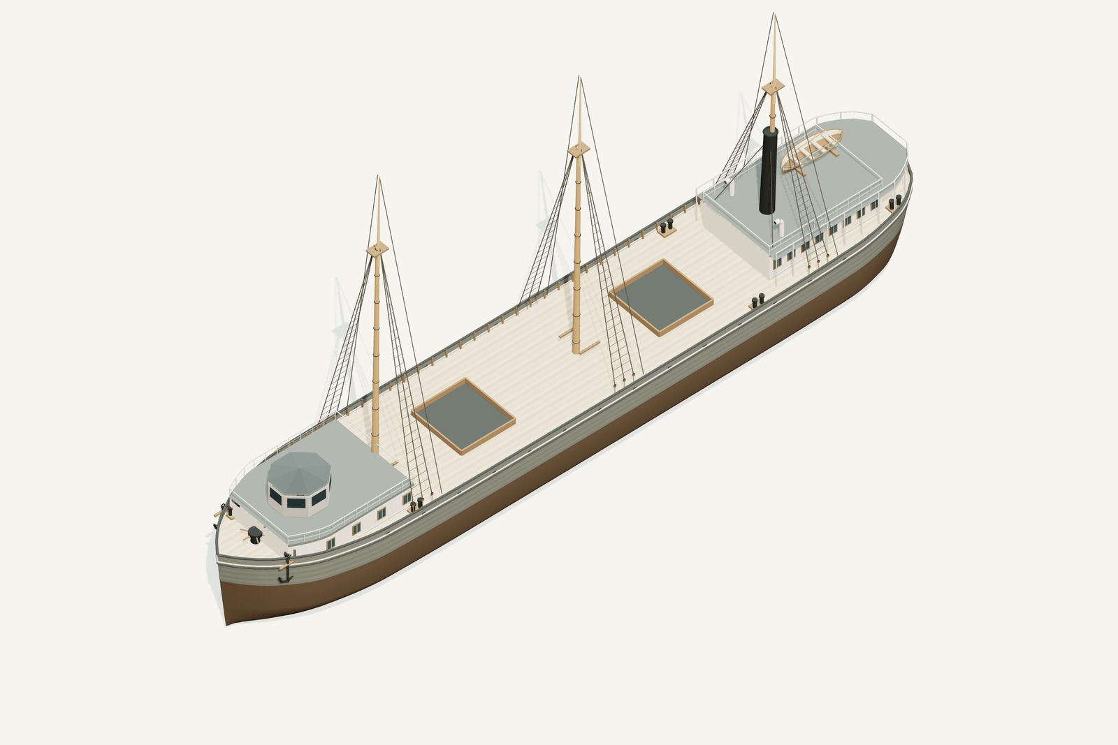 Vienna reconstruction, deck view, rendered from the 3D model
