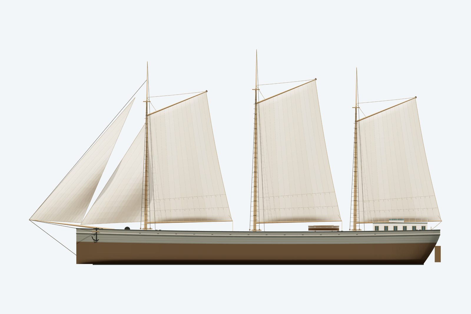 W.S. Crosthwaite reconstruction, broadside view, rendered from the 3D model