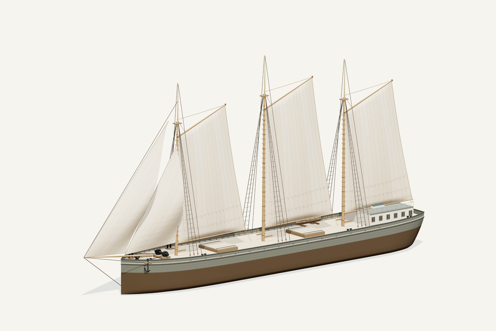 W.S. Crosthwaite reconstruction, three quarter view, rendered from the 3D model