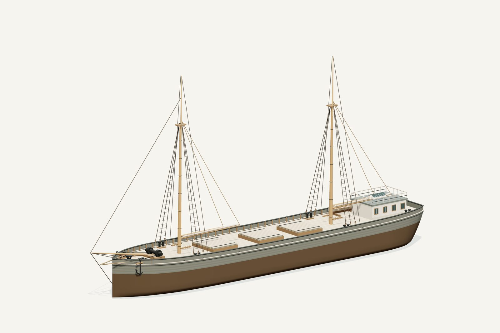 William A. Young (TB) reconstruction, three quarter view, rendered from the 3D model